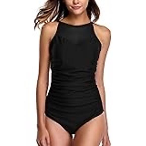 MSRP $49 Ekouaer One Piece Black Halter Suit Size L | SAME DAY SHIP or NEXT DAY - Picture 1 of 7